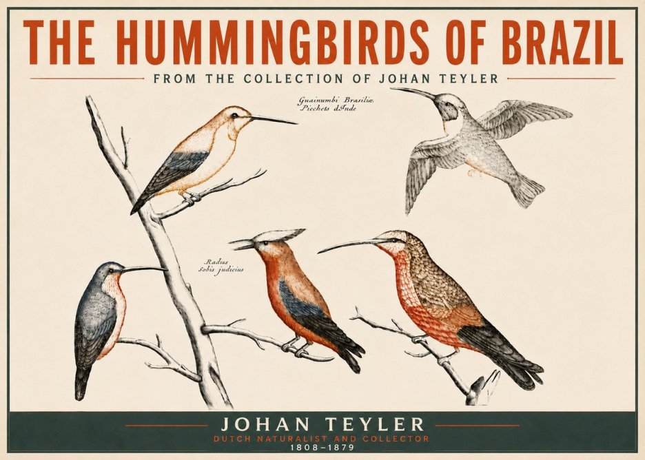 Johan Teyler The Hummingbirds of Brazil from the Collection of Johan Teyler No5 - Plakát