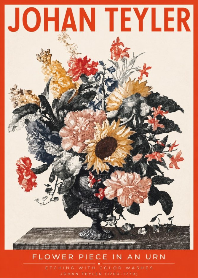 Johan Teyler Flower Piece in an Urn I No2 - Plakát
