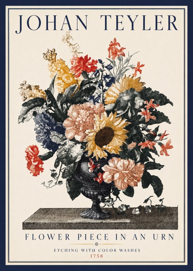 Johan Teyler Flower Piece in an Urn I No3 - Plakát