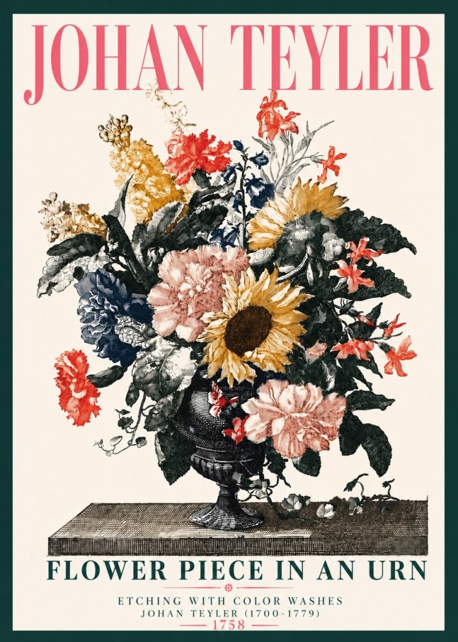 Johan Teyler Flower Piece in an Urn I No4 - Plakát