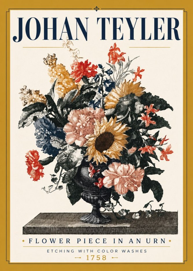 Johan Teyler Flower Piece in an Urn I No5 - Plakát