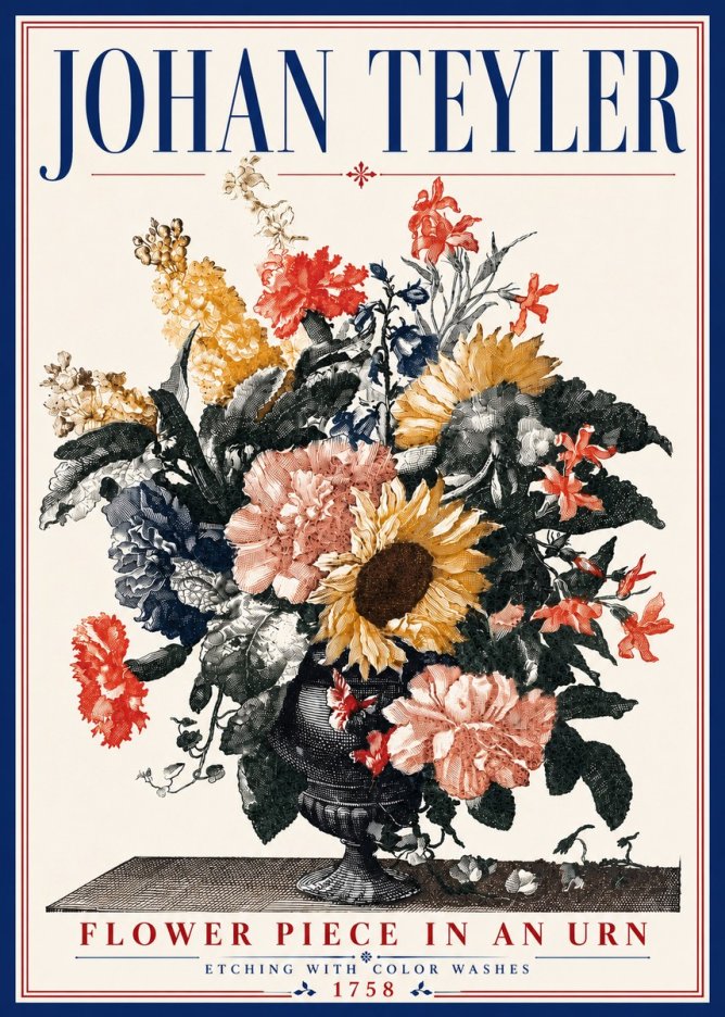 Johan Teyler Flower Piece in an Urn I No6 - Plakát