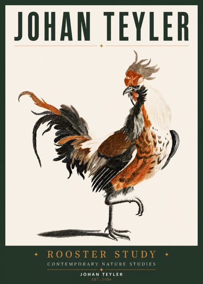 Johan Teyler Rooster Study No3 - Plakát