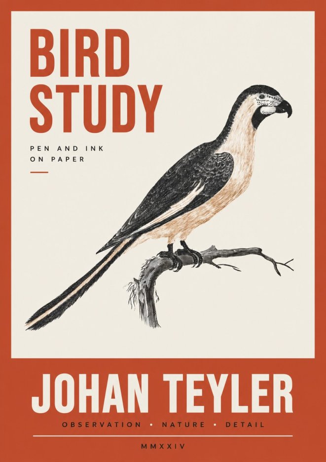 Johan Teyler Bird Study I No3 - Plakát