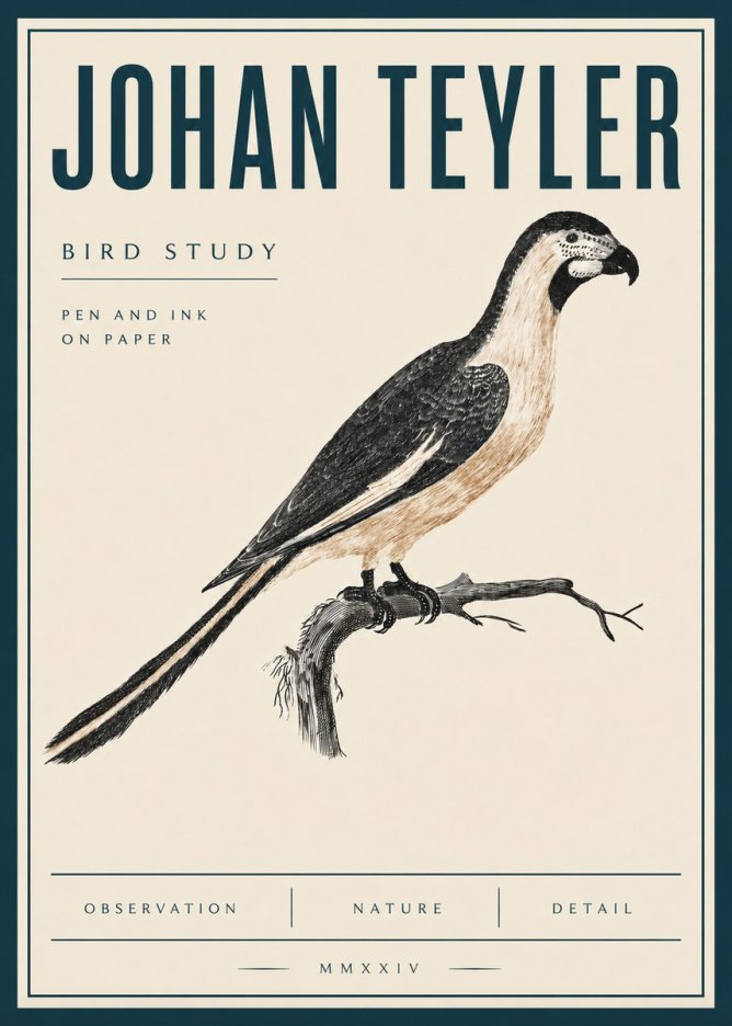 Johan Teyler Bird Study I No4 - Plakát