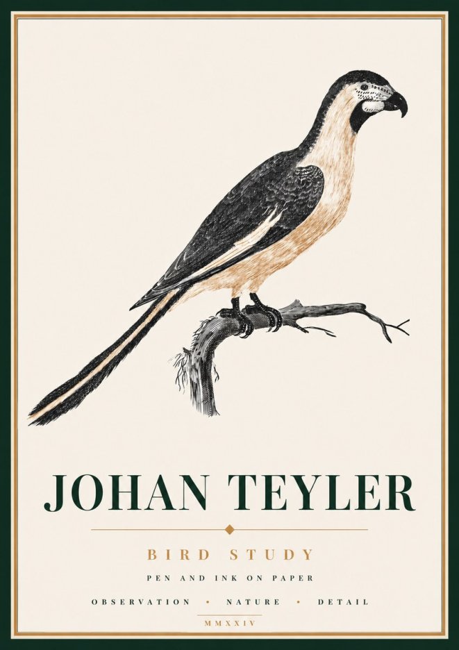 Johan Teyler Bird Study I No6 - Plakát