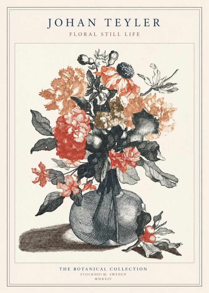 Johan Teyler Floral Still Life II No1 - Plakát