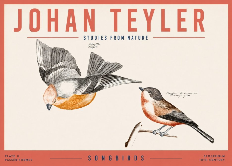 Johan Teyler Songbirds - Plate Ii No3 - Plakát