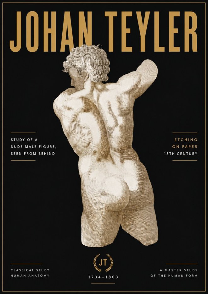 Johan Teyler Study of a Nude Male Figure, Seen from Behind No6 - Plakát