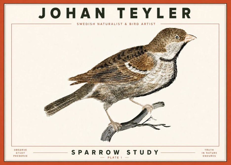 Johan Teyler Sparrow Study No4 - Plakát