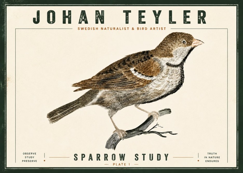 Johan Teyler Sparrow Study No5 - Plakát