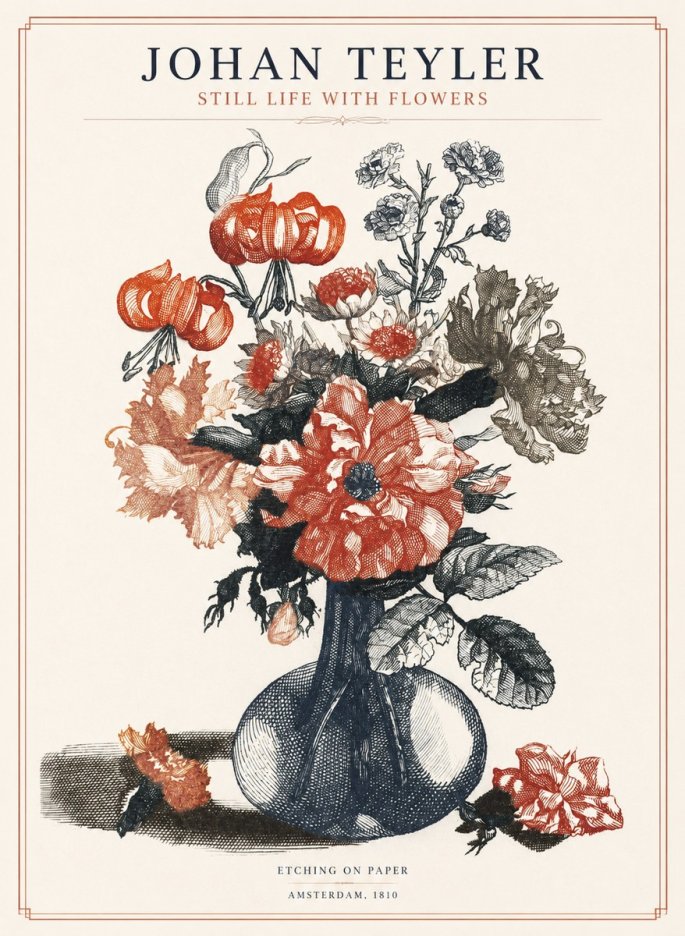 Johan Teyler Still Life with Flowers No1 - Plakát