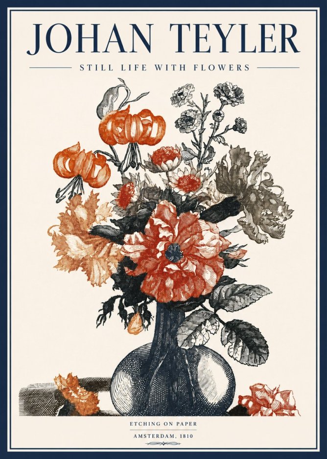 Johan Teyler Still Life with Flowers No3 - Plakát
