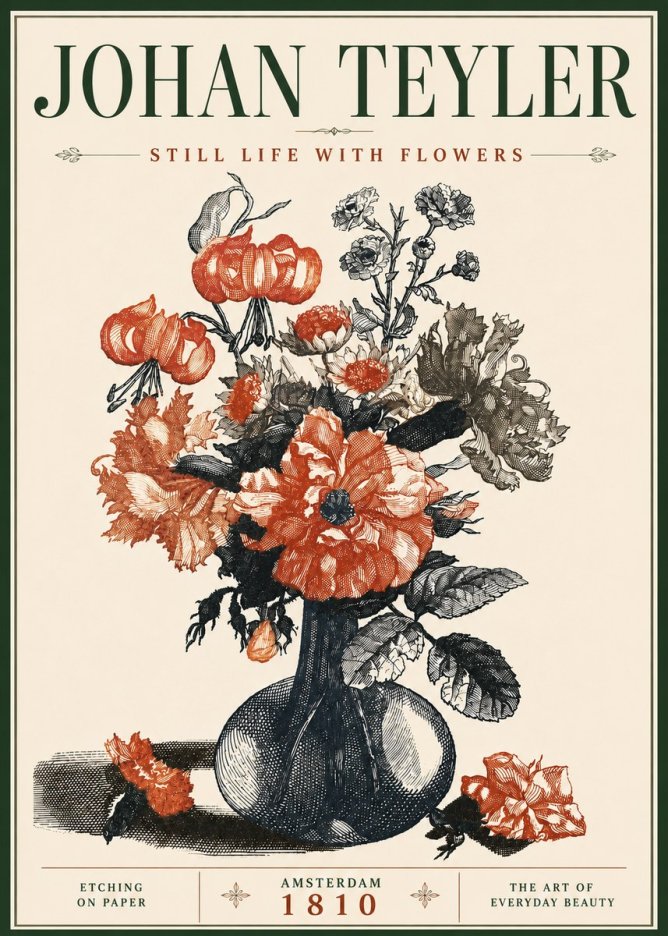 Johan Teyler Still Life with Flowers No6 - Plakát
