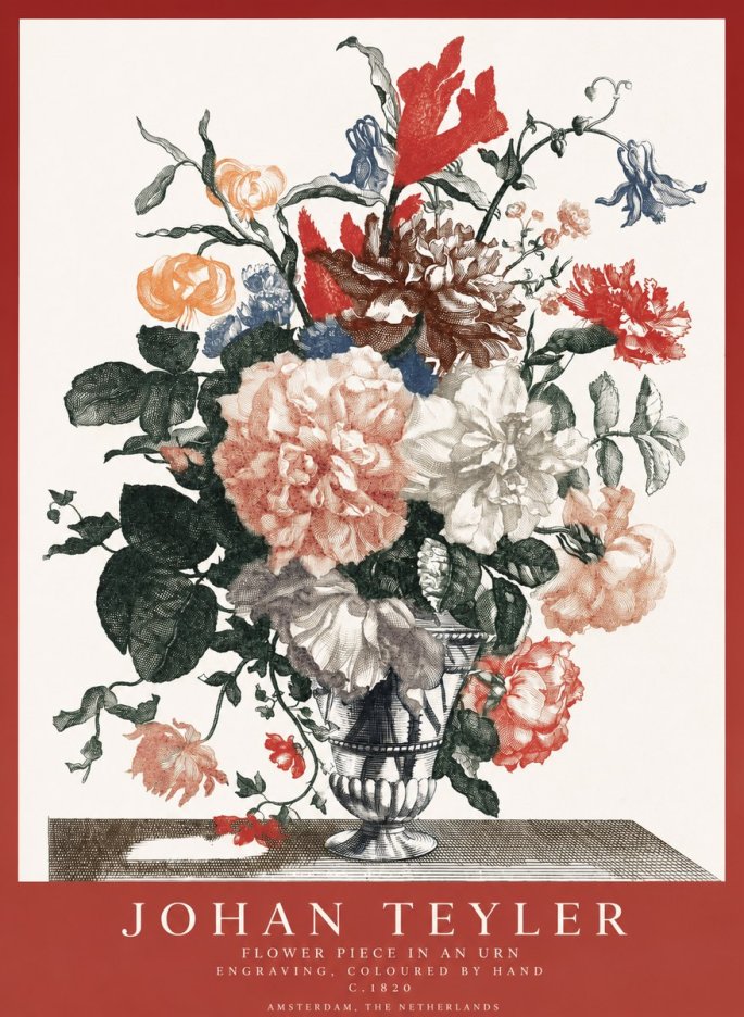 Johan Teyler Flower Piece in an Urn II No1 - Plakát