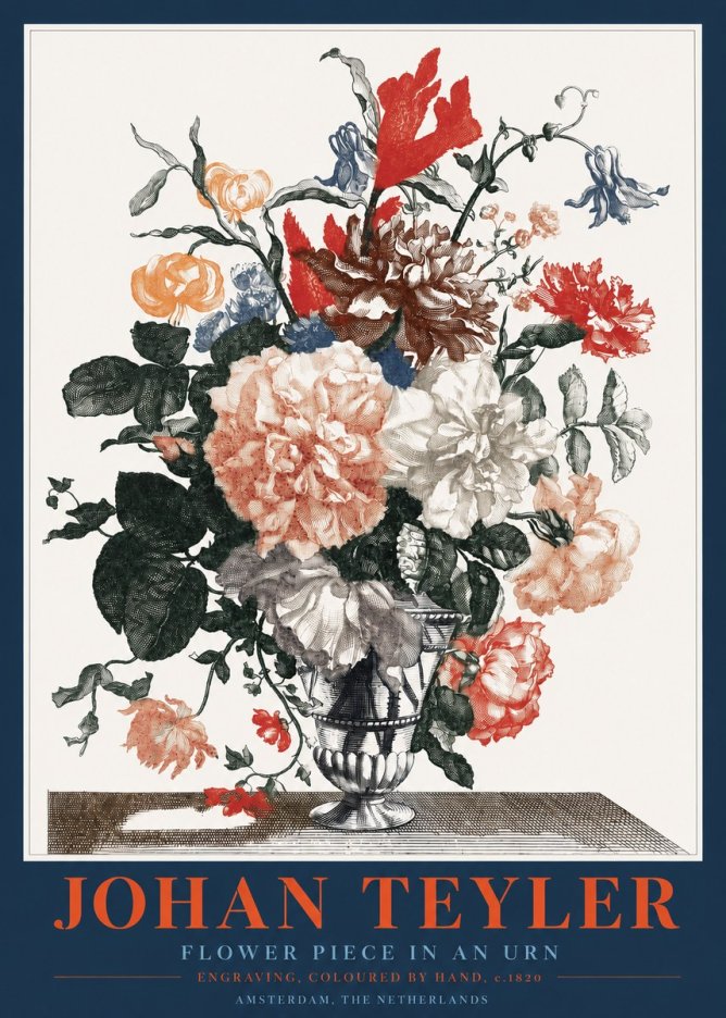 Johan Teyler Flower Piece in an Urn II No2 - Plakát