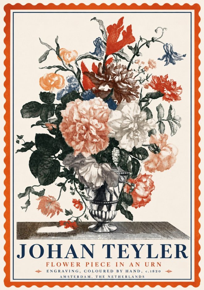 Johan Teyler Flower Piece in an Urn II No5 - Plakát