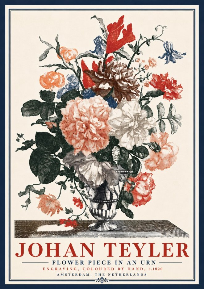 Johan Teyler Flower Piece in an Urn II No6 - Plakát