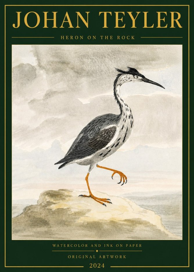 Johan Teyler Heron on the Rock No3 - Plakát
