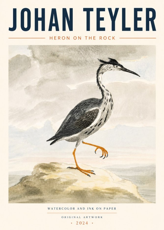 Johan Teyler Heron on the Rock No4 - Plakát