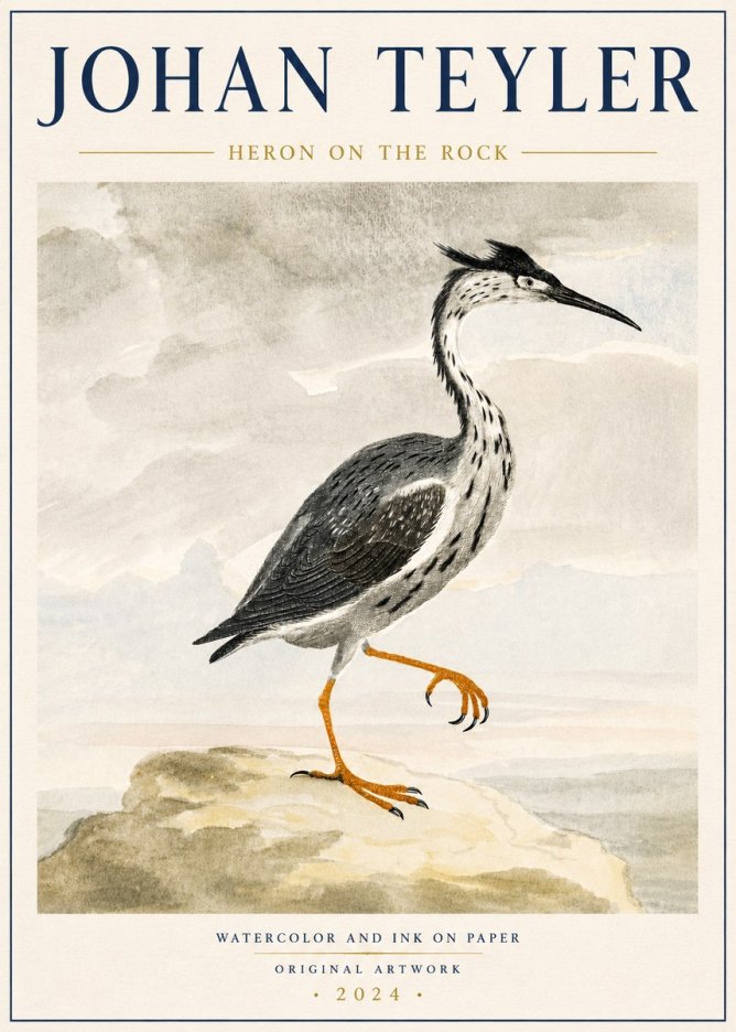 Johan Teyler Heron on the Rock No6 - Plakát