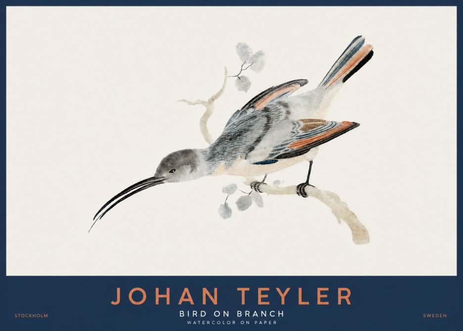 Johan Teyler Bird on Branch I No2 - Plakát