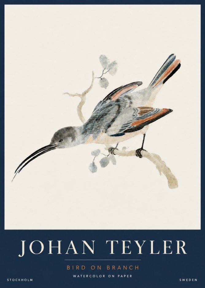 Johan Teyler Bird on Branch I No5 - Plakát