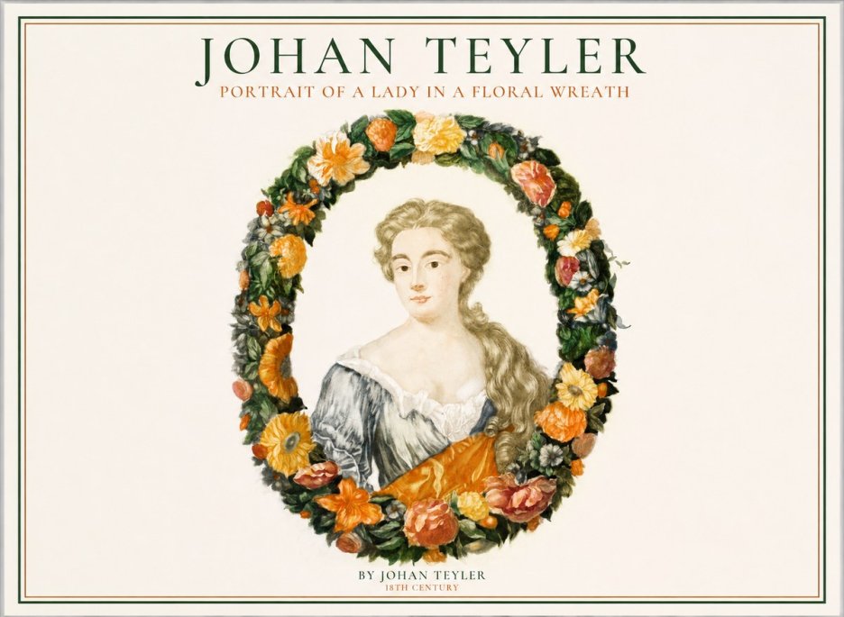Johan Teyler Portrait of a Lady in a Floral Wreath No1 - Plakát