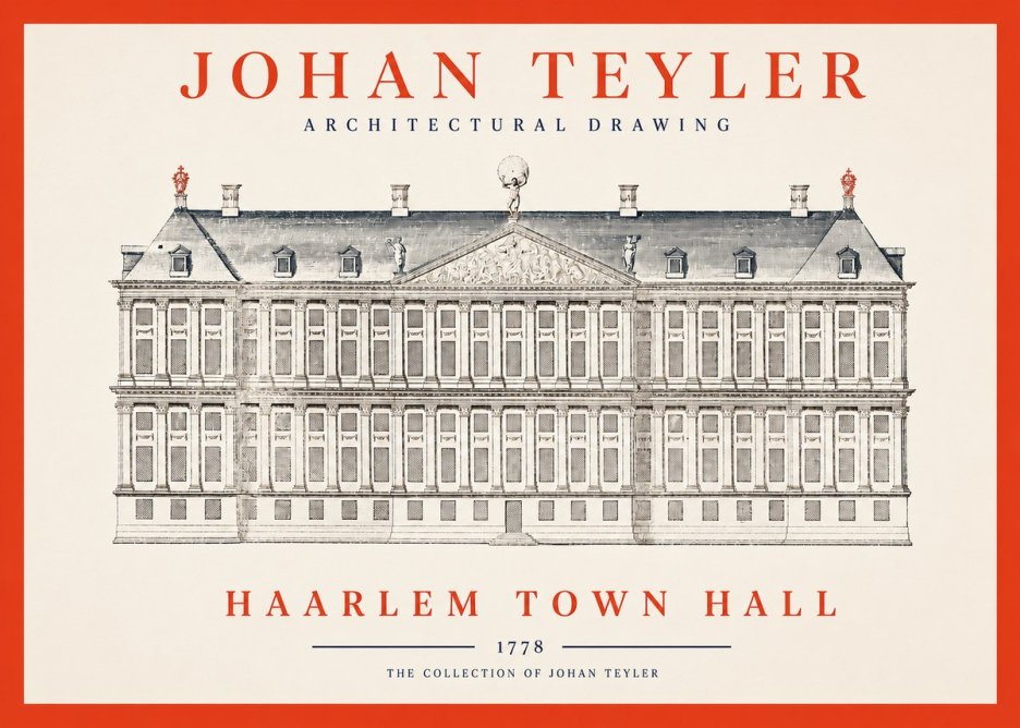 Johan Teyler Haarlem Town Hall - Elevation - 1778 No2 - Plakát