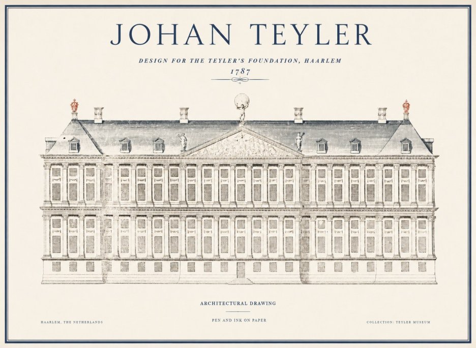 Johan Teyler Haarlem Town Hall - Elevation - 1778 No5 - Plakát