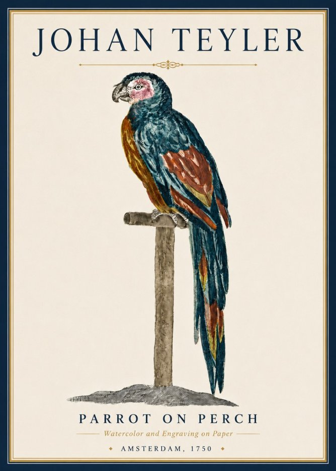 Johan Teyler Parrot on Perch No5 - Plakát
