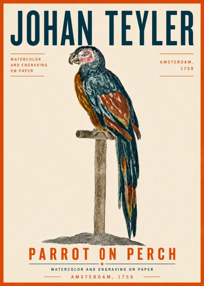 Johan Teyler Parrot on Perch No6 - Plakát