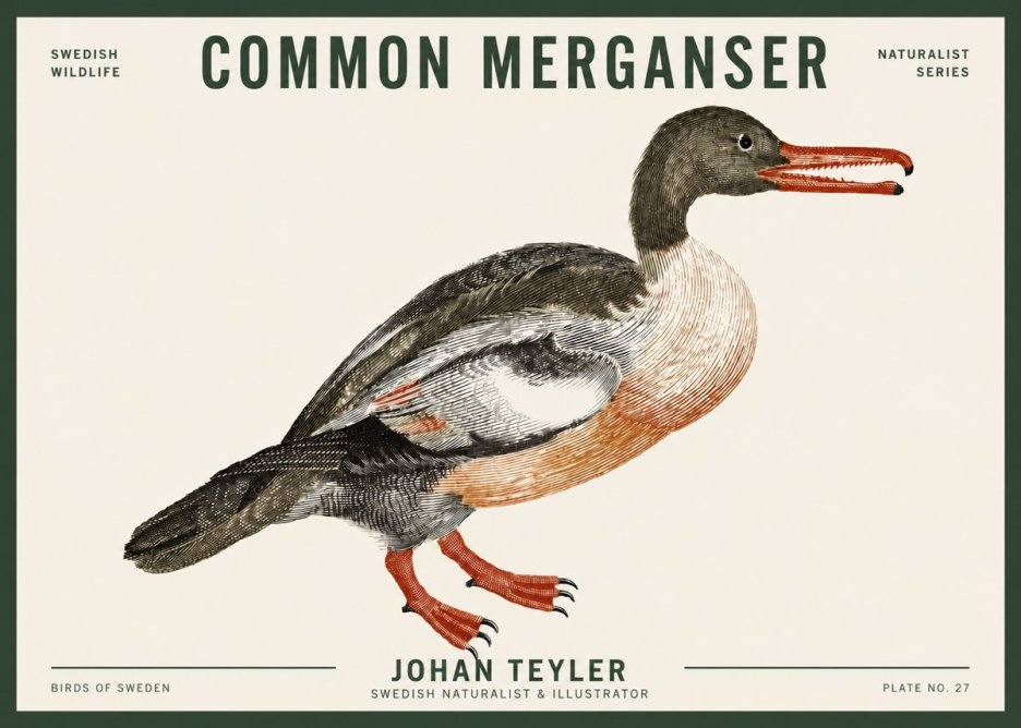 Johan Teyler Common Merganser No3 - Plakát