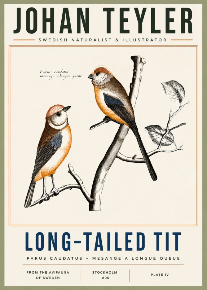 Johan Teyler Long-tailed Tit No4 - Plakát