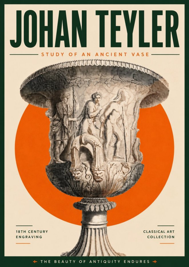 Johan Teyler Study of an Ancient Vase No5 - Plakát