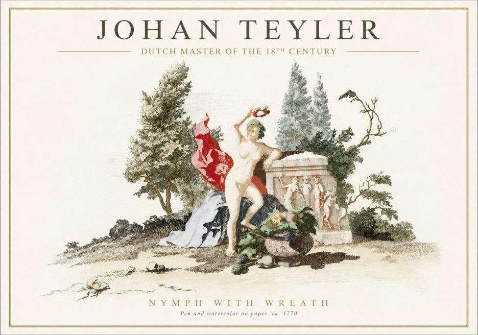 Johan Teyler Nymph with Wreath No1 - Plakát
