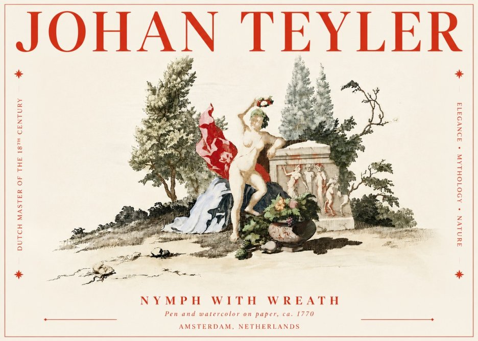 Johan Teyler Nymph with Wreath No4 - Plakát