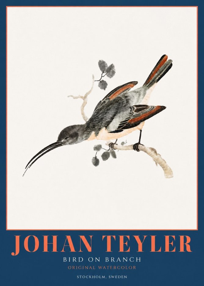 Johan Teyler Bird on Branch II No2 - Plakát