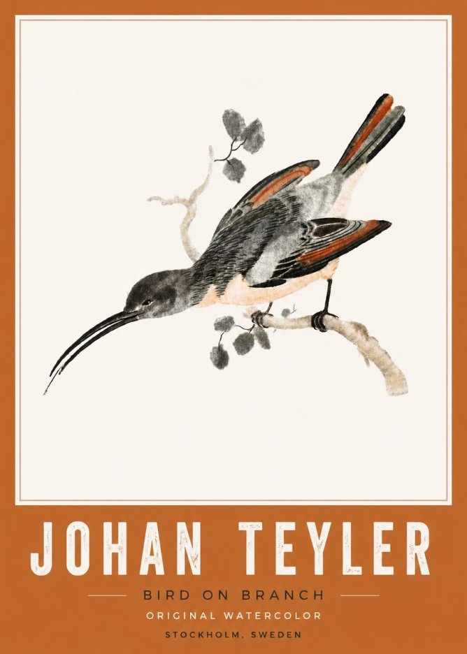 Johan Teyler Bird on Branch II No6 - Plakát