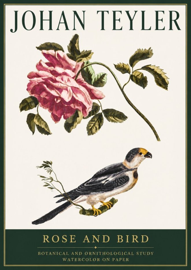 Johan Teyler Rose and Bird I No5 - Plakát