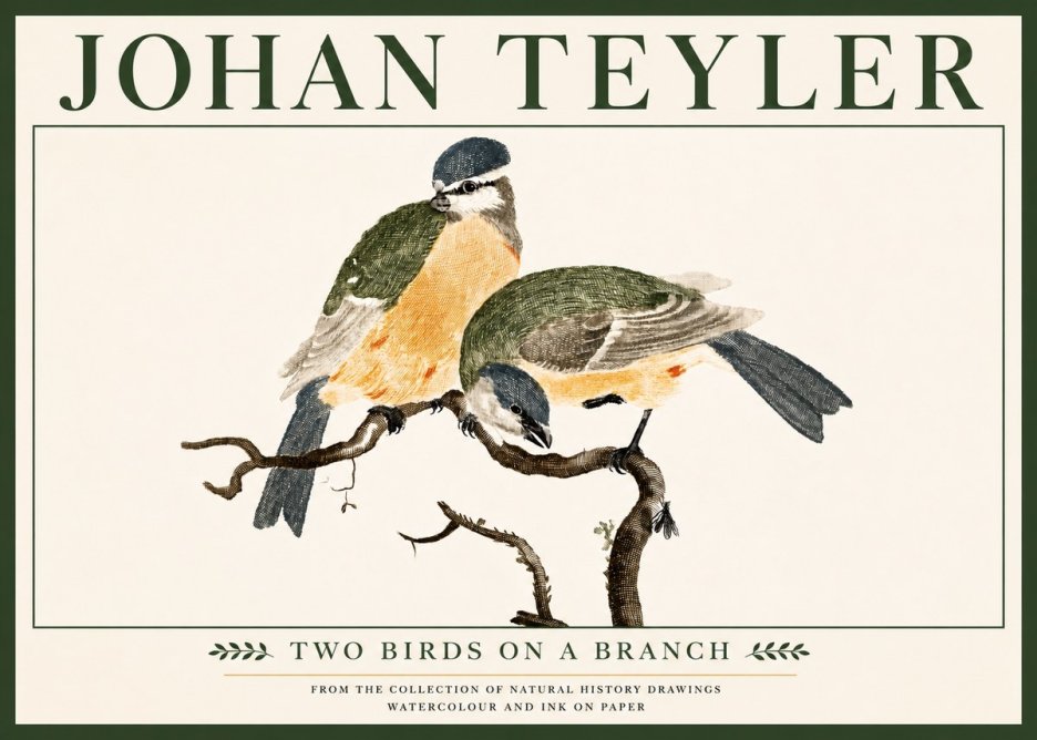 Johan Teyler Two Birds on a Branch No5 - Plakát