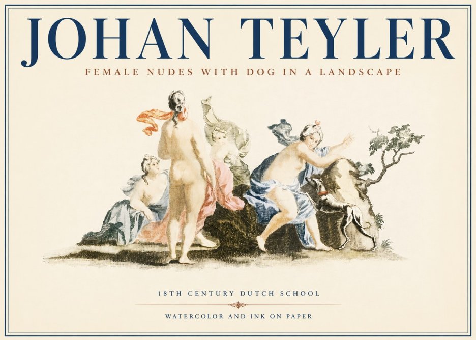 Johan Teyler Nudi Femminili Con Cane in Paesaggio No4 - Plakát