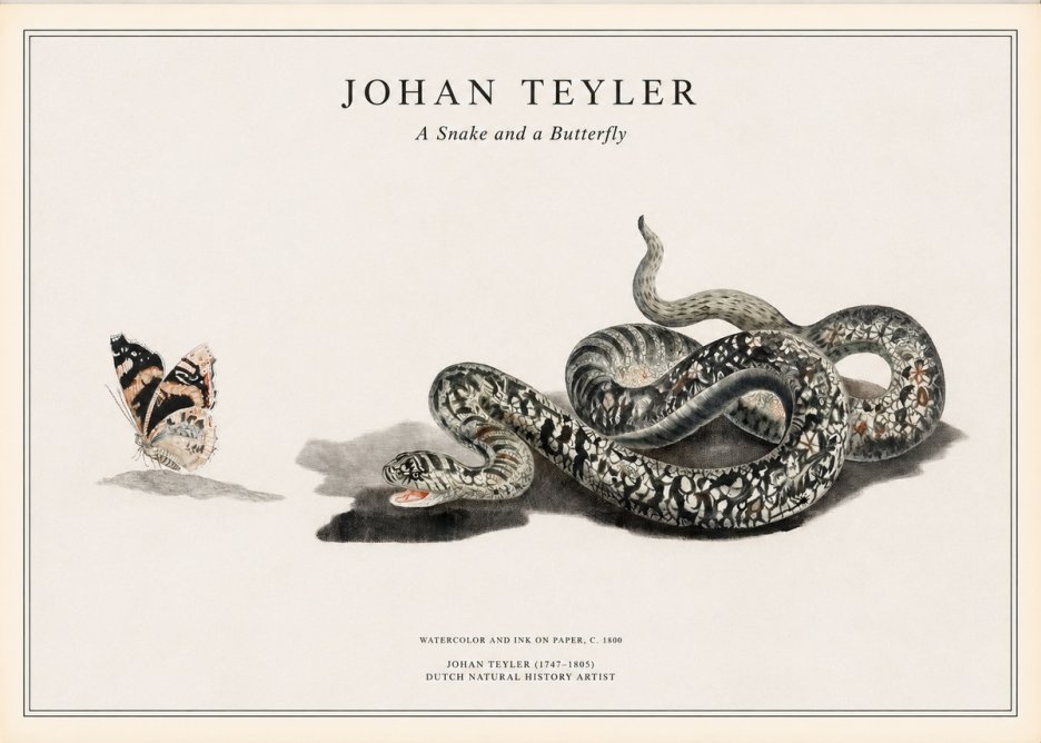 Johan Teyler Snake and Butterfly No2 - Plakát