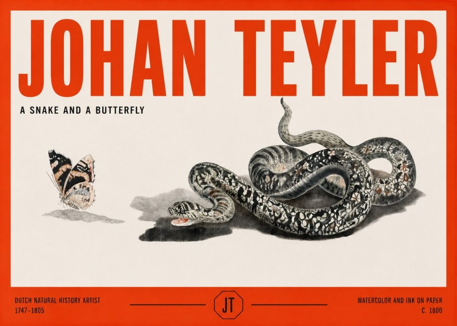 Johan Teyler Snake and Butterfly No3 - Plakát