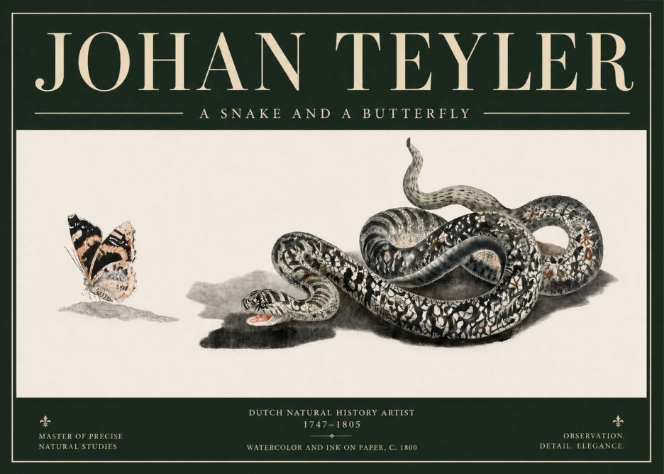 Johan Teyler Snake and Butterfly No5 - Plakát