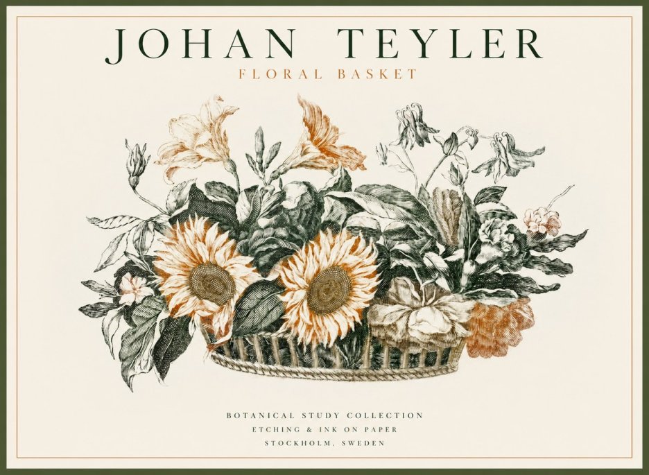 Johan Teyler Floral Basket No1 - Plakát