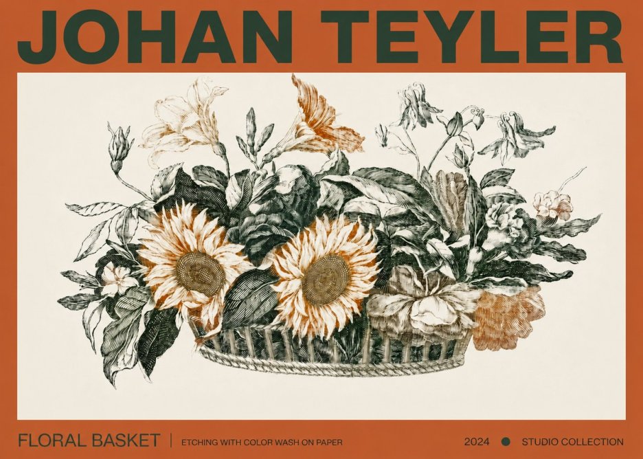 Johan Teyler Floral Basket No3 - Plakát