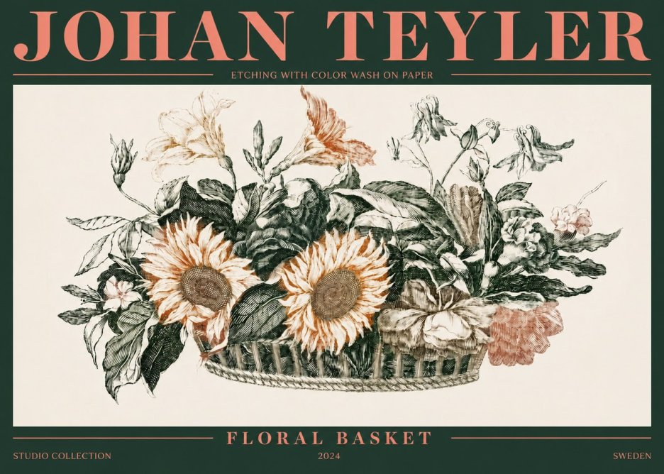 Johan Teyler Floral Basket No4 - Plakát