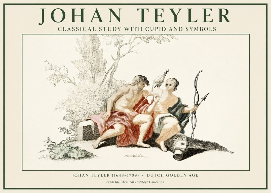 Johan Teyler Classical Study with Cupid and Symbols No1 - Plakát