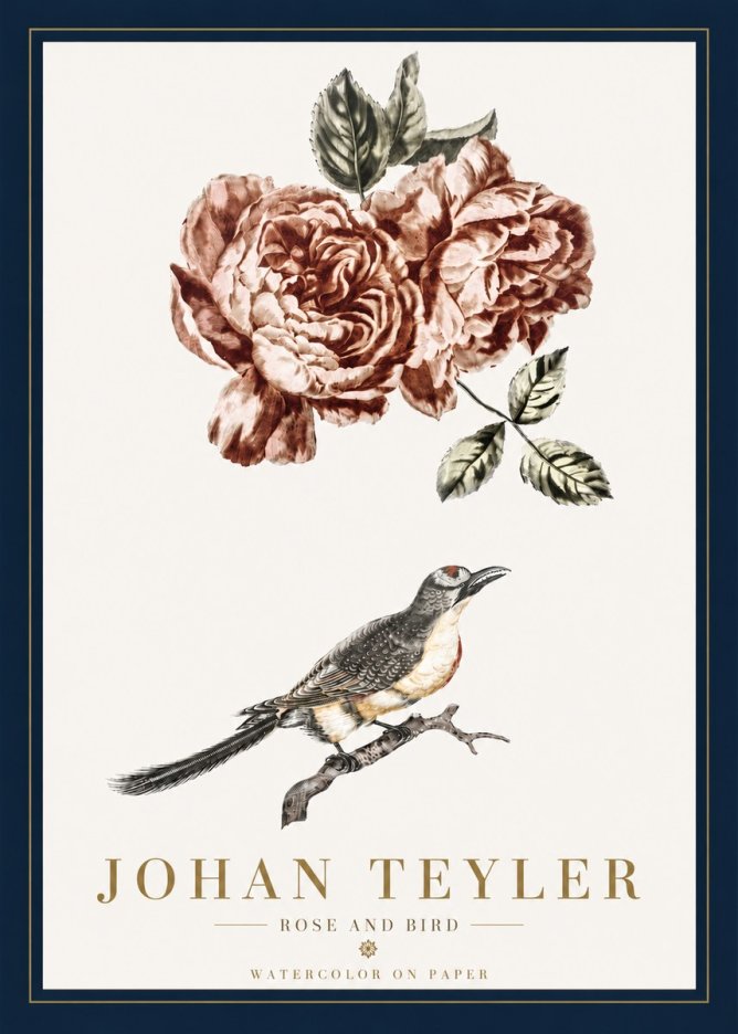 Johan Teyler Rose and Bird II No5 - Plakát